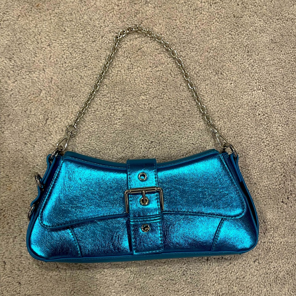 Brand New Metallic Blue Chrome Shoulder Bag